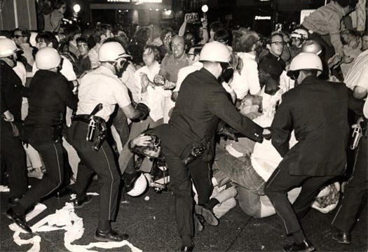 Convention Drama Is Hardly An 'Unconventional' Part Of Us History 1 Nearly a century after the Democrats divided over slavery, the 1968 Democratic National Convention was contested, but not over party politics. Mayor Richard J. Daley sent police officers and the National Guard to suppress convention protestors who advocated for racial equality, civil rights and an end to the Vietnam War. Credit: Courtesy of Wikipedia
