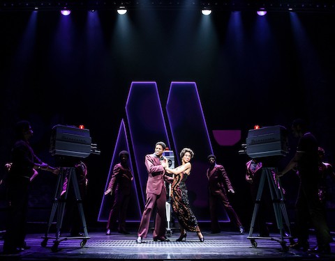 Temptations Musical ‘Ain’t Too Proud’ Makes A Play For Soul On Broadway: Review 4 0335.Jeremy Pope and Candice Marie Woods center and the cast of AINT TOO PROUD photo by Matthew Murphy WEB