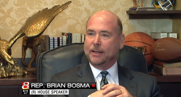 Indiana Republicans Kill Child-Trafficking Measure To Avoid Same-Sex Marriage Debate 1 House Speaker Brian Bosma speaks during an interview with WISH TV Screenshot