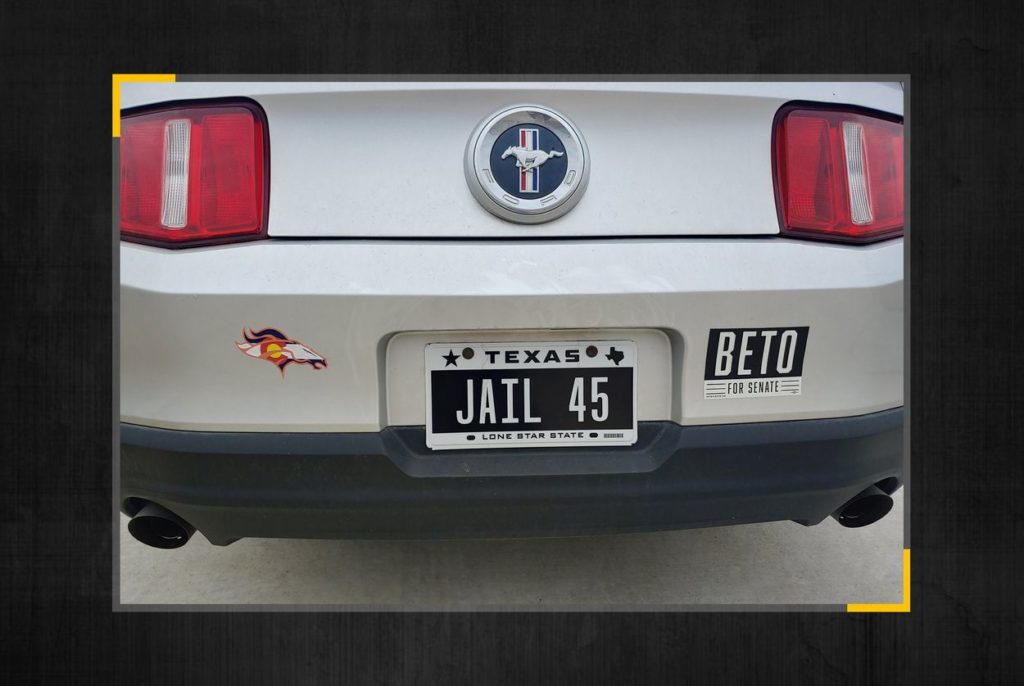 Texas Dmv Revokes 'Jail 45' Vanity Plate, Calling It Derogatory 1 Jail 45 License Plate JB TT 1