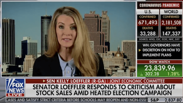 Sen. Loeffler Defends Dumping Stock After Coronavirus Briefing: 'This Is A Socialist Attack' Watch 1 Loeffler.Kelly