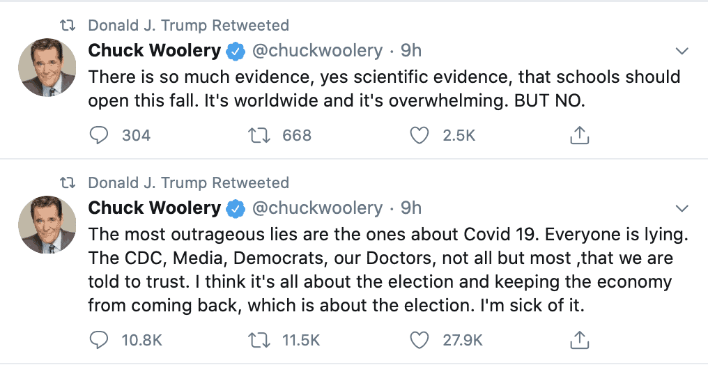 Former 'Love Connection' Host Chuck Woolery Earns Trump Retweets After Wailing About Covid 'Lies' 1 EczZZh2XoAE1ivh