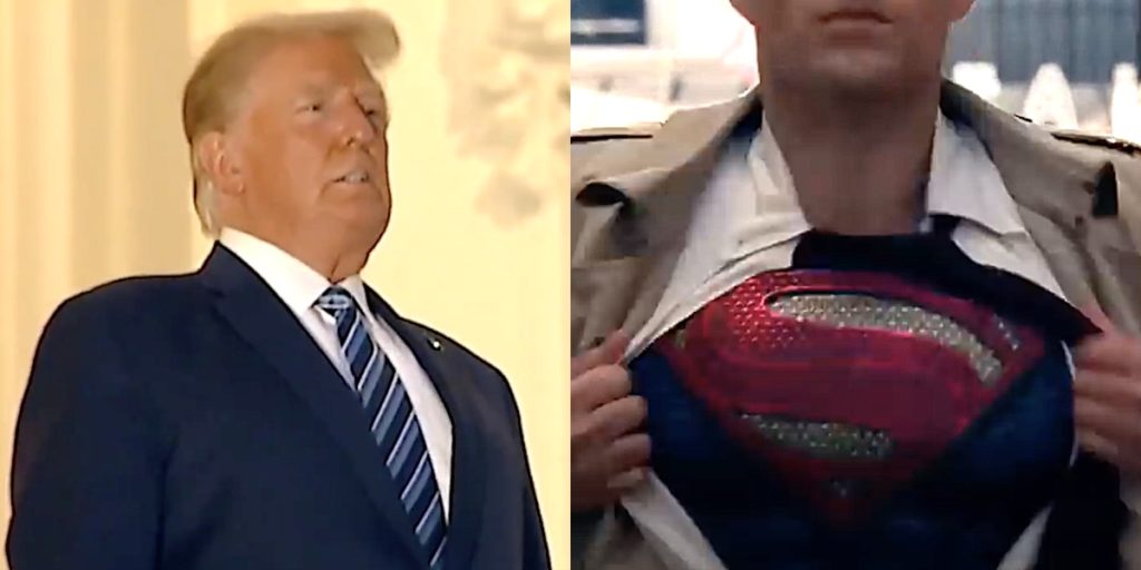 Trump Considered Doing 'Superman' Shirt-Rip Stunt As He Left Walter Reed 1 trump superman