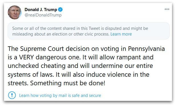 Top Pennsylvania Officials Counter Trump'S Last-Minute Lies: 'Election Will Not End' Until All Ballots Are Counted — Watch 2 trump tweet