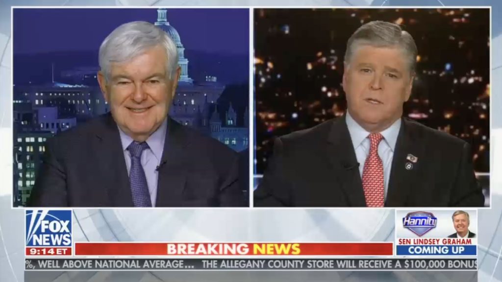 Newt Gingrich Tells Sean Hannity That Democrats Want To 'Exterminate' Republicans: Watch 1 gingrich hannity