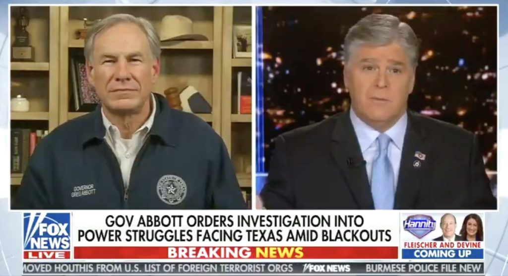 Tx Governor Greg Abbott Lies About Blackouts To Hannity, Attacks Green New Deal: Watch 1 hannity abbott